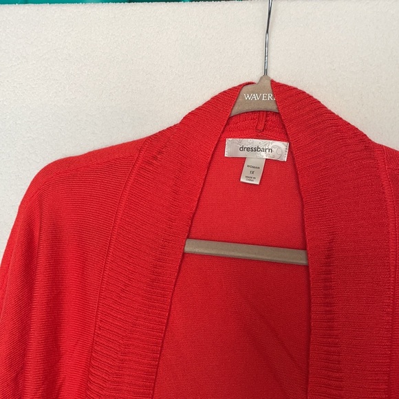 SALE Red Orange Open Front long sleeve Bat Wing Cardigan - Picture 9 of 10